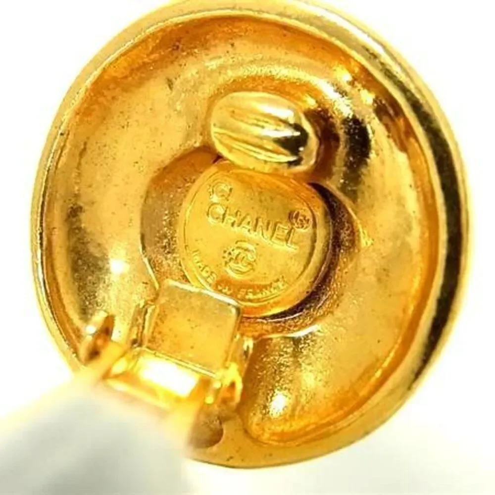 CHANEL Authentic Gold Logo Earrings - Picture 2 of 3